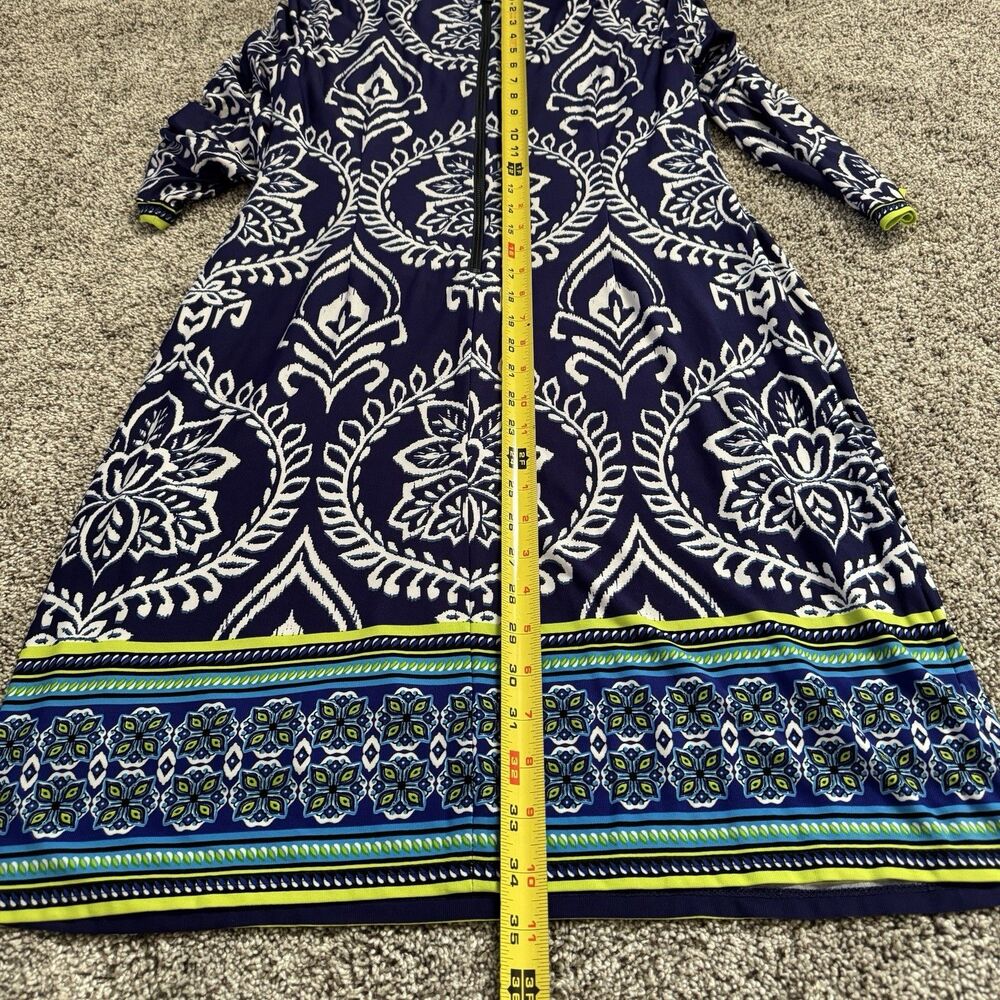Vince Camuto Blue Neon Paisley Floral Shift Dress 3/4 Sleeve Women’s Size 8 - Picture 8 of 10